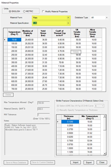 Material is not in Meca Material Database : meca.